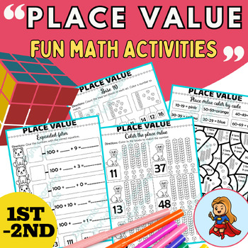 Preview of Place Value worksheets, tens and ones, Second grade number, 1st-2nd