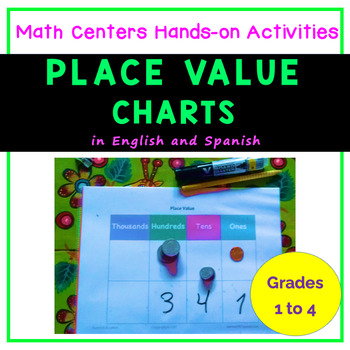 Preview of Place Value Activities and Charts for Math in English and Spanish