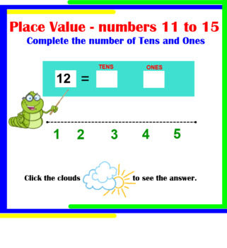 Preview of Place value - numbers 11 to 15 (Complete the number of Tens and Ones)