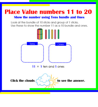 Preview of Place value - numbers 11 to 15 (Show the number using a ten bundle and ones)