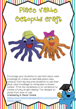 Preview of Place value octopus craft