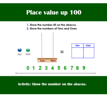Preview of Place value up to 100: Show the number on the abacus.