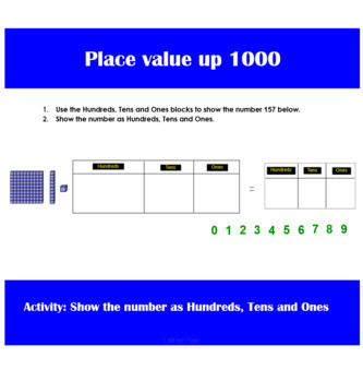 Preview of Place value up to 1000: Show the number as Hundreds, Tens and Ones