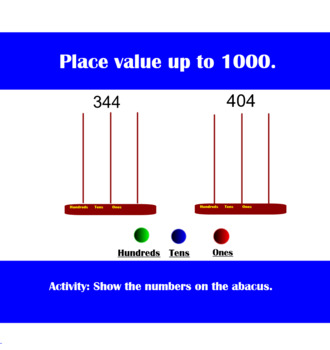 Preview of Place value up to 1000: Show the number on the Hundreds, Tens and Ones abacus.