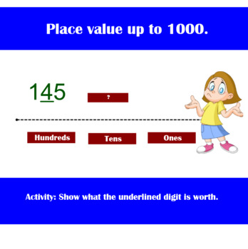 Preview of Place value up to 1000: Show what the underlined digit is worth.
