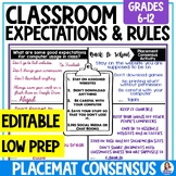 Classroom Rules and Expectations Placemat Consensus - Back