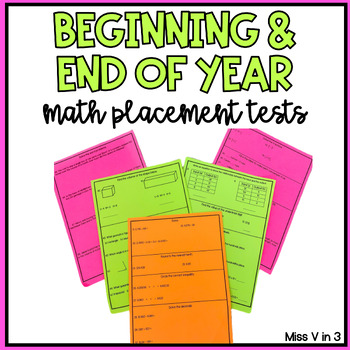 Preview of Math Placement Test Beginning and End of Year BUNDLE