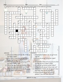 Places Buildings Crossword Puzzle by English and Spanish Language Ideas