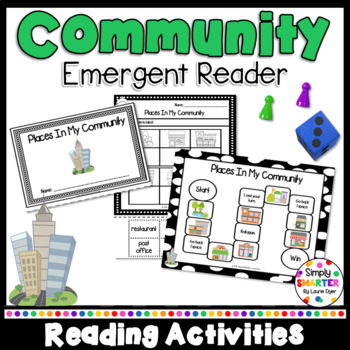 Preview of Places In My Community Emergent Reader Book AND Interactive Activities