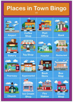 worksheet poster teachers 4 In Bingo City / Poster, Places  Town  Flashcards,
