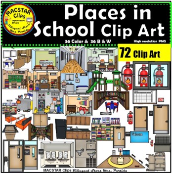 Preview of Places In School Clip Art BUNDLE & more