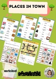 Places in Town Interactive Vocabulary Worksheets for Grades 3-5