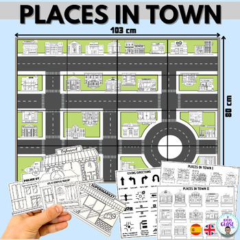 Preview of Places in my community. Places in town. Bilingual, English and Spanish