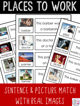 Preview of Places to Work Sentence to Picture Match