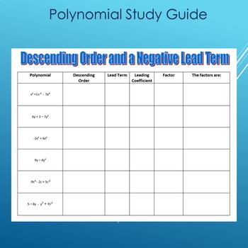 Preview of Polynomial Study Guide