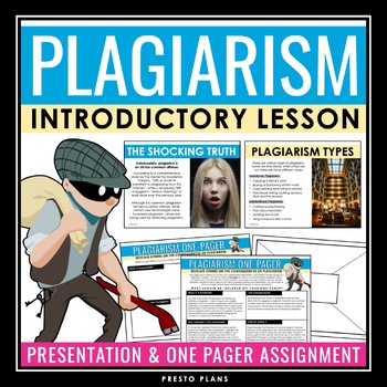 Preview of Plagiarism Lesson - Presentation, One Pager Assignment, and MLA Formatting Book