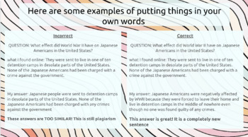 Preview of Plagiarism/putting things in your own words INTERACTIVE EDITABLE GOOGLE DRIVE  