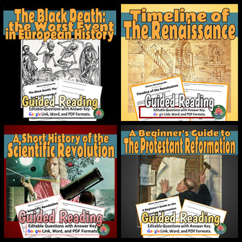 Preview of Plague, Renaissance, Reformation, Scientific Revolution Reading/Research BUNDLE