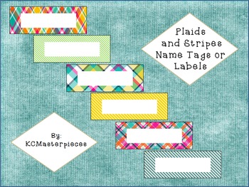 Plaid and Stripes Name Tags or Labels by KCMasterpieces | TpT
