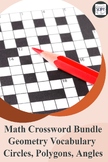 Math Crossword Bundle on Geometry Vocabulary About Circles