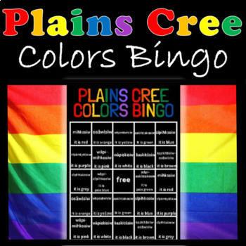 Preview of Plains Cree Animate Colors Bingo with Plains Cree Flash Cards No Prep
