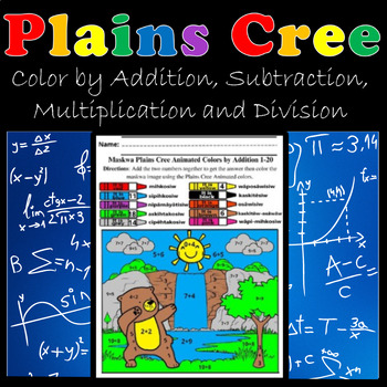 Preview of Plains Cree Colors (Animate & Inanimate) by +, -, x and ÷