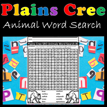 Preview of Plains Cree SRO Animals Word Search No Prep