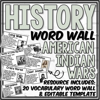 Preview of American Indian Wars Word Wall