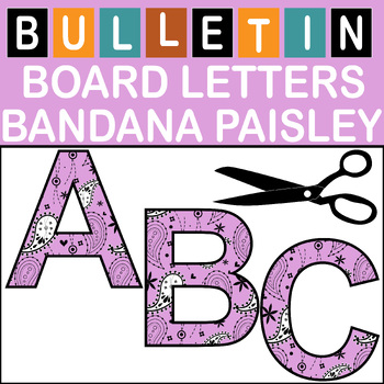 Preview of Plam Bandana Paisley Bulletin Board Letters Classroom Decor (A-Z a-z 0-9)