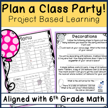 Preview of 6th Grade Plan A Party - Project Based Learning - PBL - GCF, LCM, & Box Plots