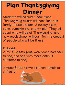 Plan A Thanksgiving Dinner by The Poppin' Pineapple | TPT