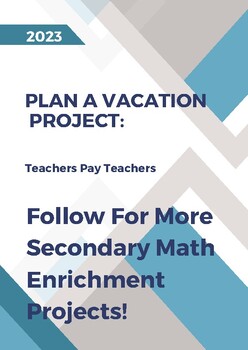 Preview of Plan A Vacation Simulation (Financial Literacy for Secondary)