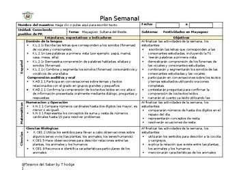 Preview of Plan Semanal: Festividades de Mayaguez