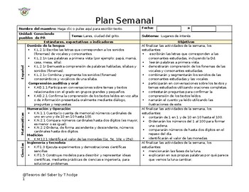 Preview of Plan Semanal: Lares, lugares de interés