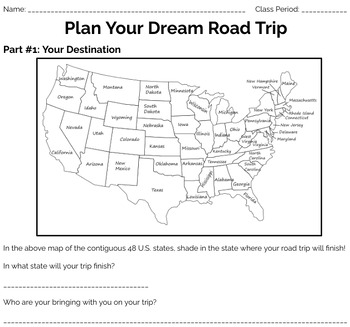 Preview of Plan Your Dream Road Trip Algebra Project