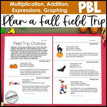 Preview of Math Project Multiplication, Addition, Expressions, Graphing | Fall Activities