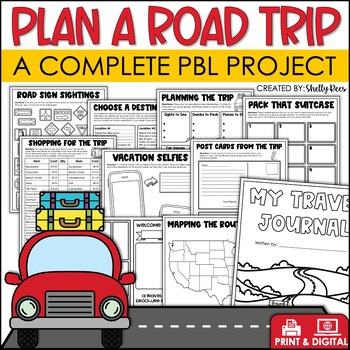 Preview of Plan a Road Trip Activities Real World Math Project Travel Brochure Vacation