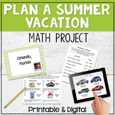 End of Year Activities Math Project - Plan a Summer Vacation