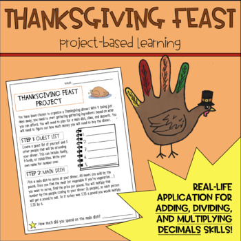 Preview of Plan a Thanksgiving Dinner Project - Add, Subtract, Divide and Multiply Decimals