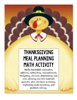 Preview of Plan a Thanksgiving Meal - Math -  Project Based Learning with Rubric!