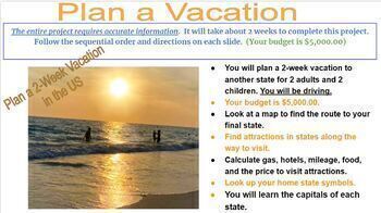 Preview of Plan a Vacation Project TOTALLY DIGITAL- Distance Learning