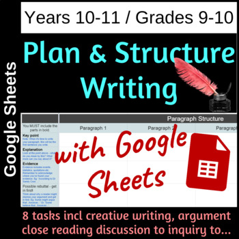 Preview of Plan and Structure Writing with Google Sheets - Grades 9-10