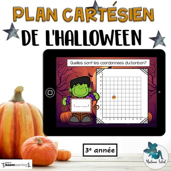 Preview of Plan cartésien de l'Halloween 3e année Boom CARDS French distance learning
