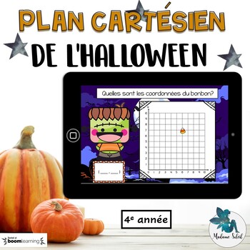 Preview of Plan cartésien de l'Halloween 4e année Boom CARDS French distance learning