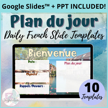 Preview of Plan du jour | Daily French Slide Templates | PowerPoint™ or Google Slides™