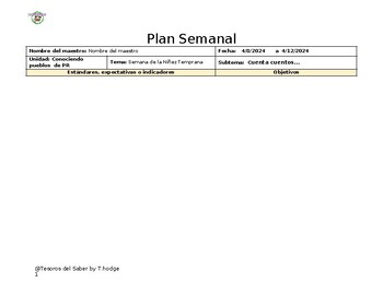 Preview of Plan editable Semana Ninez Temprana 2024