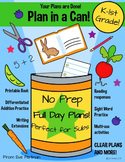 Plan in a Can! Emergency Sub Lesson Plans for Kindergarten