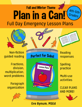 Preview of Plan in a Can!: Full Day Bundled Emergency Sub Plans 4th-5th Grades