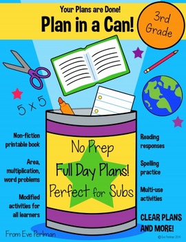 Preview of Plan in a Can!: Full Day Bundled Emergency Sub Plans 3rd Grade