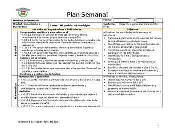 Preview of Plan semanal: Mi pueblo, mi municipio
